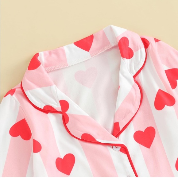 Toddler Heart Striped Pajama Set 3-4T - Picture 3 of 5